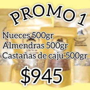 Promo 1 | Nueces 500gr, Almendras 500gr, Castañas de Cajú 500gr
