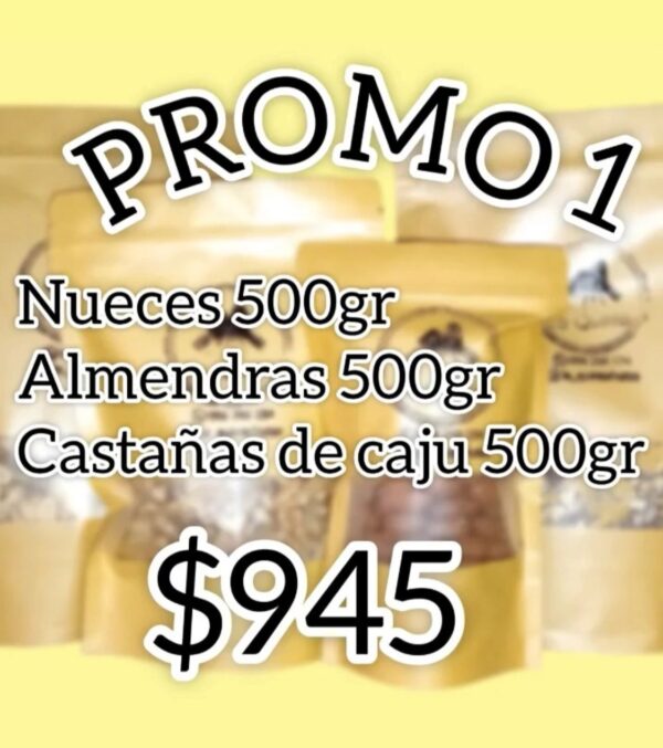 Promo 1 | Nueces 500gr, Almendras 500gr, Castañas de Cajú 500gr